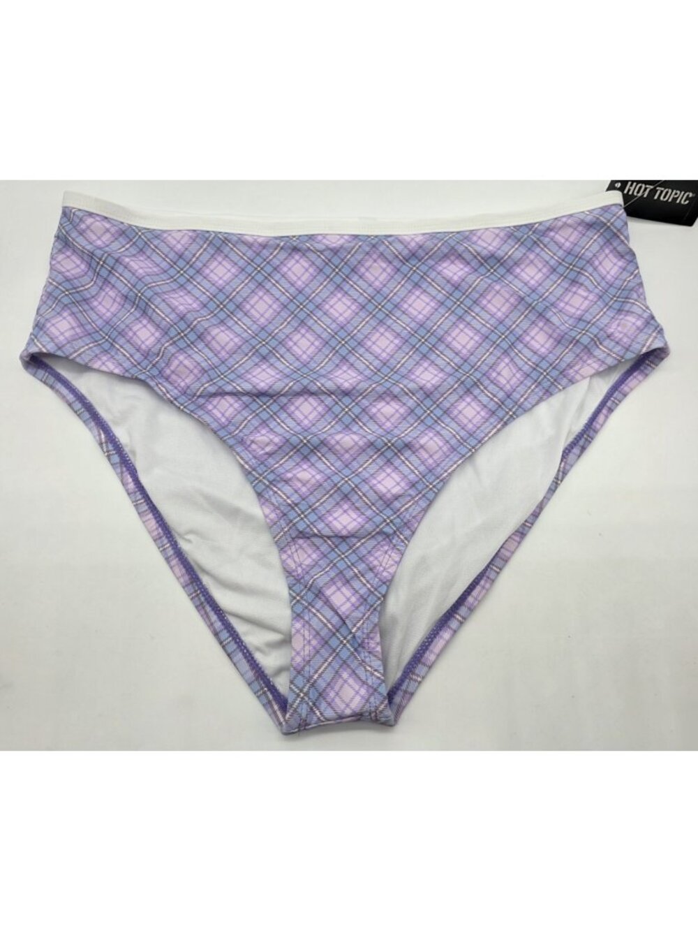 Hot Topic Womens Bikini Bottom Size 2X Purple Plaid High Waist Swimsuit Swim